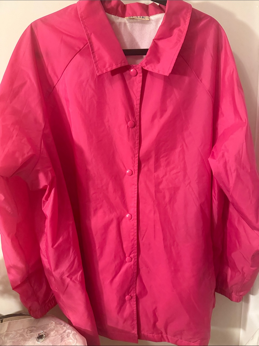 Blair Hot Pink Rain Snap Jacket with Soft Lining. See measurements inside desc.